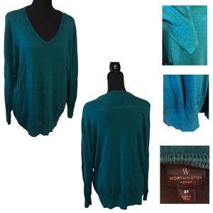 Worthington 2X Sweater in Green